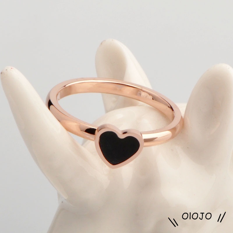 【COD】Korean Cinta Hati Cincin Titanium Lapisan Emas Model  Rose Gold