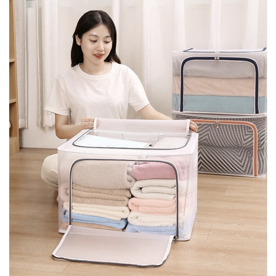 IKILOSHOP Transparant Storage Box 66 Liter Tempat Selimut Organizer Baju Pakaian Kawat Frame