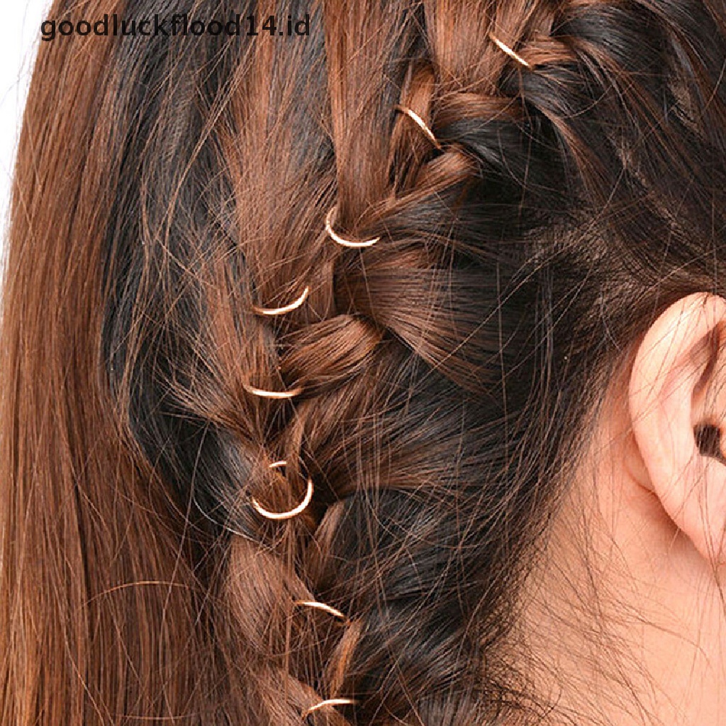 [OOID] 180pcs/box Women Boho Hip-Hop Braid Gold Silver Ring Hair Clip Pin Accessory DIY ID