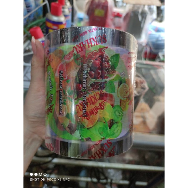 plastik pres gelas/plastik cup sealer motif cherry motif buah 1rol isi +-1000 gelas