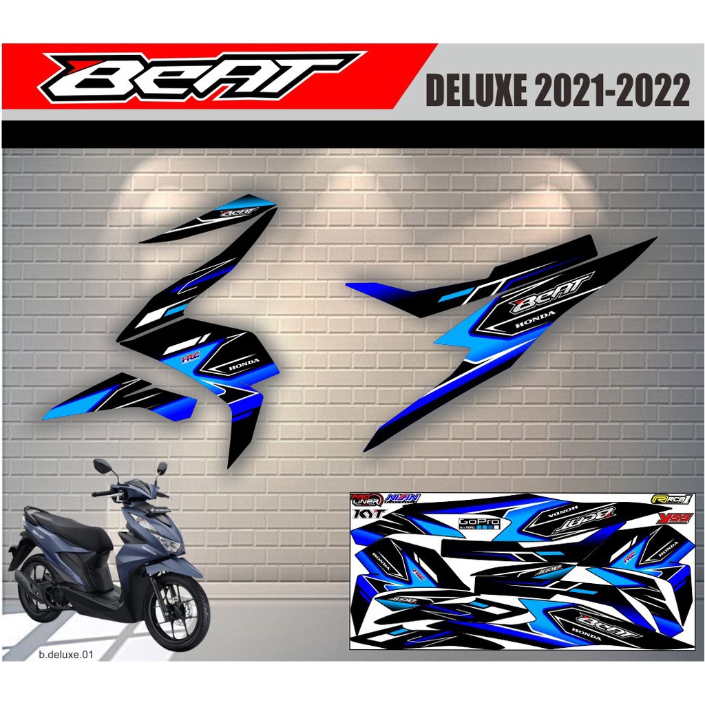 Striping Beat Deluxe - Sticker Striping List Variasi Motor Beat Deluxe Motif Racing #honda beat delu