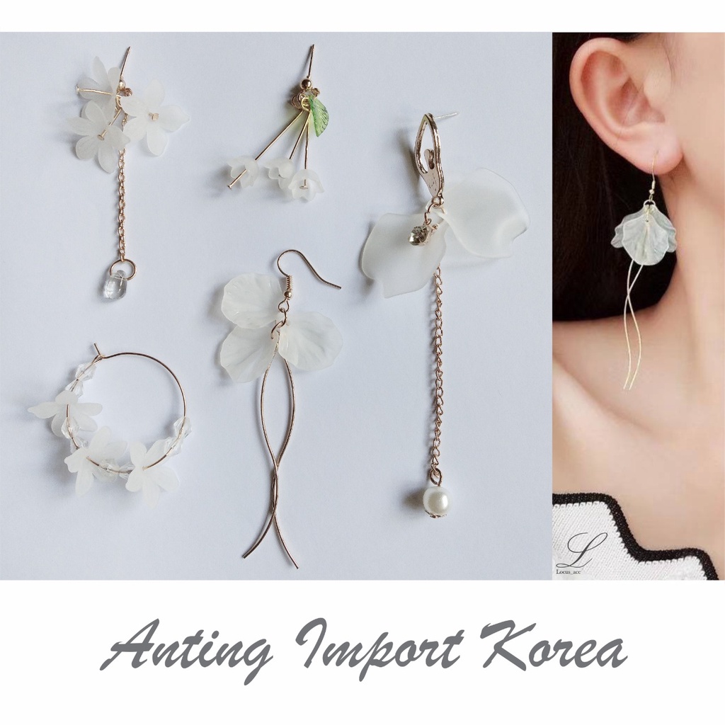 Anting Hijab / Anting Korea Wanita Bunga / Anting Teardrop Kelopak Bunga