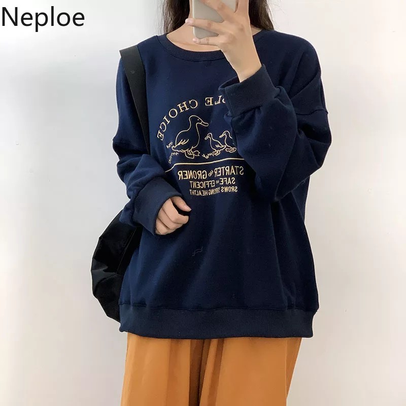 Sweater Wanita Groner Sweater Fleece Sweater Cewek Crewneck Sweater Oversize-1