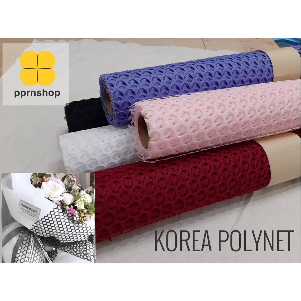 Flower Wrapping Paper Jaring Bulat Korea / Polynet Bulat Mesh Roll / Kertas Buket Bunga Florist