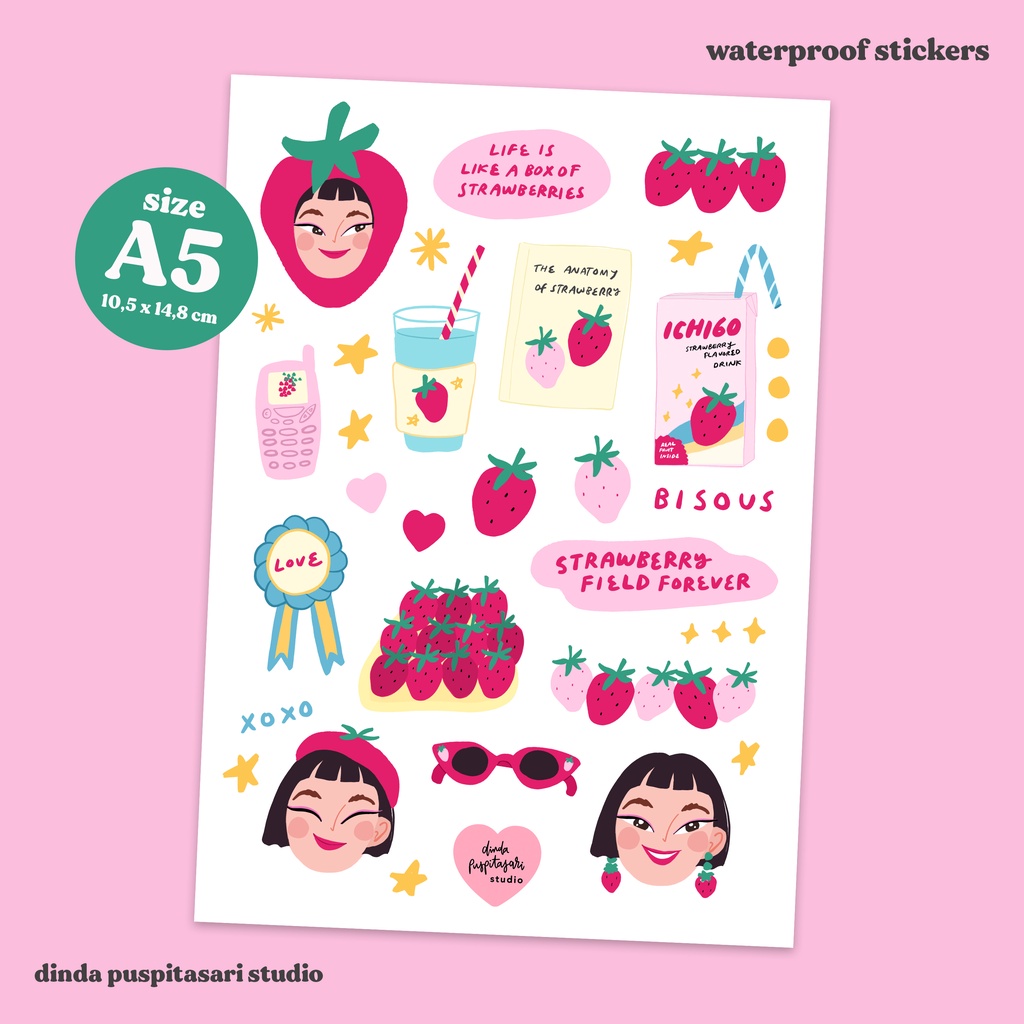 

Strawberry Sticker Sheet A5