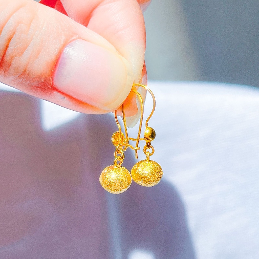 Anting tusuk anak dan dewasa emas asli kadar 700 70 16k desi gantung boba stud paku cucuk duduk bola doff kilat shining like moon ringan 1 satu gram gr g gold