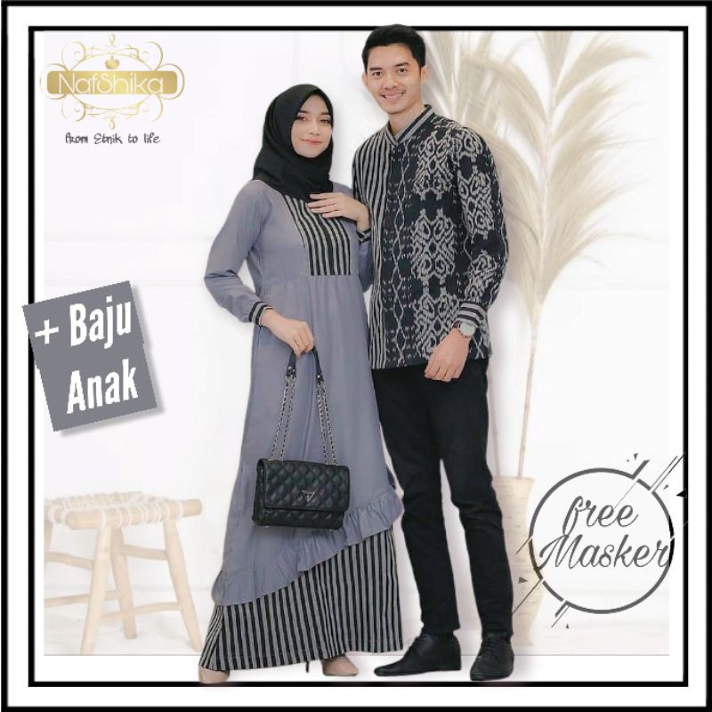 Baju Tenun Couple - Set Couple Tenun Etnik Pasangan Keluarga Kondangan