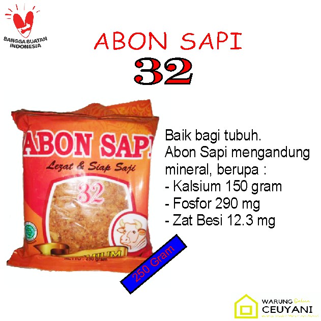 

Abon Sapi Merk 32 kemasan 250 gram