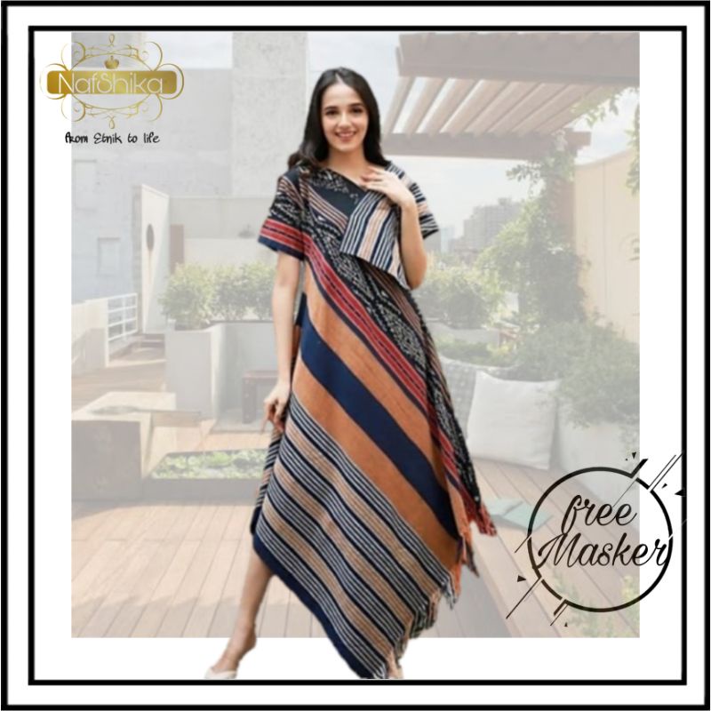 Dress Tenun Etnik - Nafshika Dress Tenun Wanita  Etnik Troso Jepara, Baju Wanita Etnik, Dress Etnik