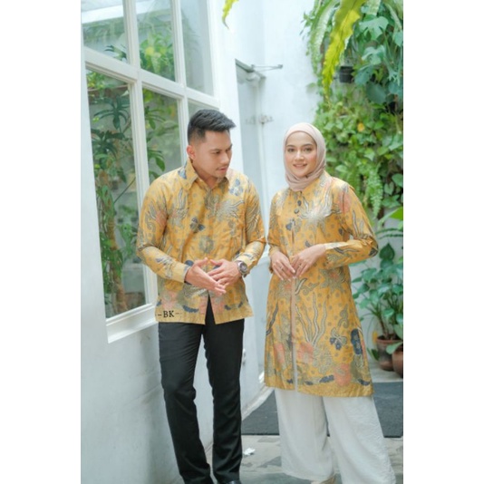 BAJU COUPLE BATIK SERAGAM KANTOR TUNIK KEMEJA DEWASA M L XL XXL