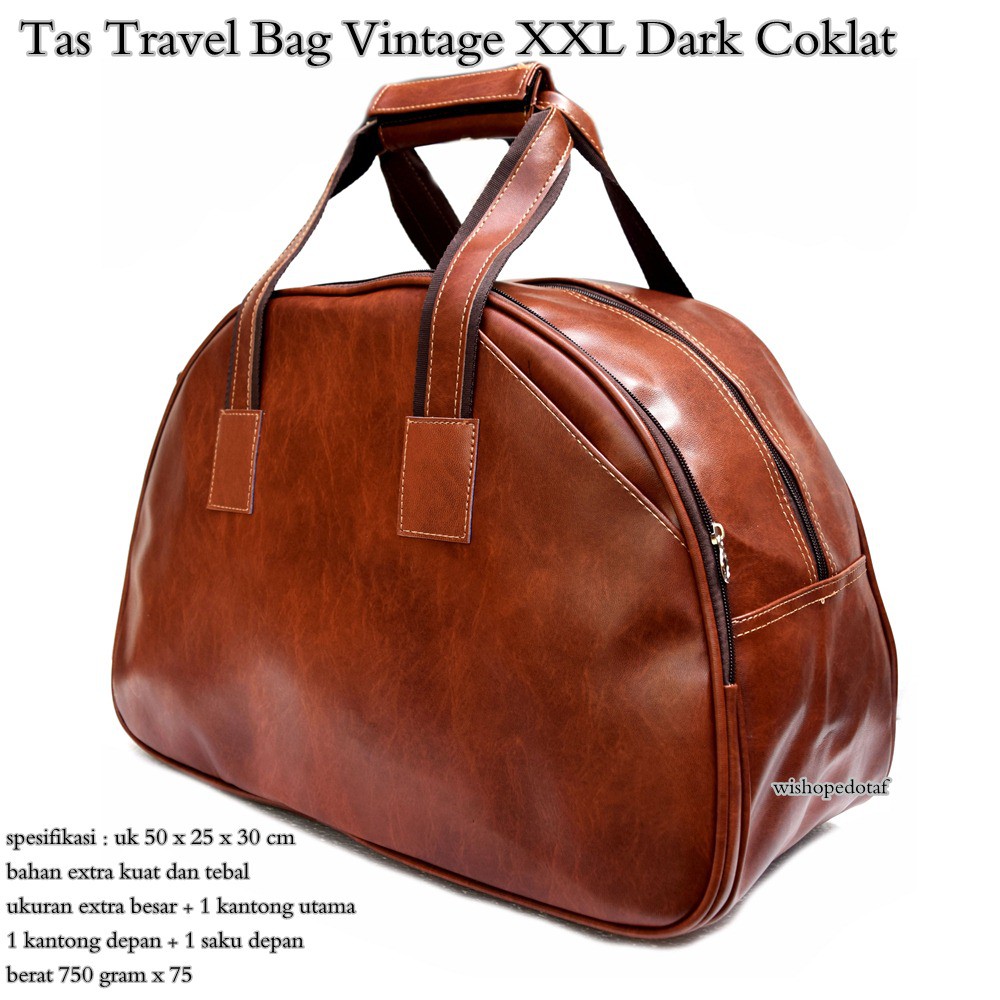 tas travel import kulit vintage XXL  coklat tua