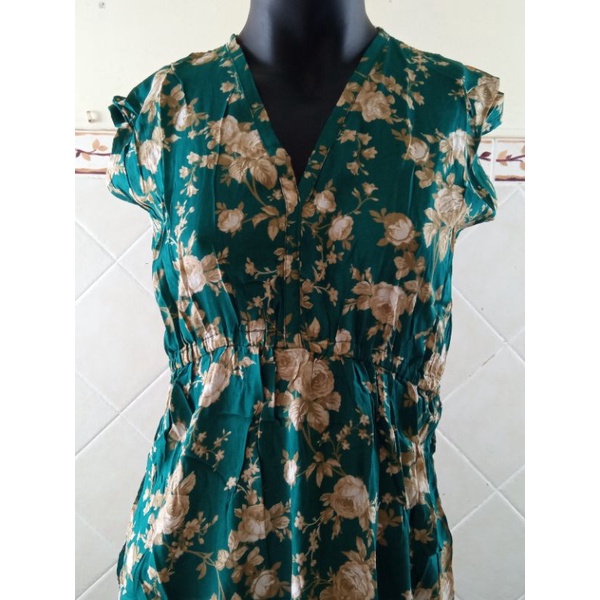 dress Mano Pendek Wanita Dewasa Simpel motif bunga Bali