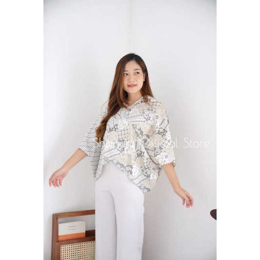 CROP TOP ETNIK BATIK SHANUM MODEL OVER SIZE ATASAN TENUN BLOUSE BATIK SOFT