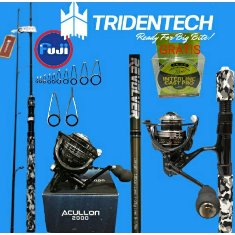 SET ALAT PANCING TRIDENTECH REVOLVER 180 8-17LB Reel Acullon Free Senar