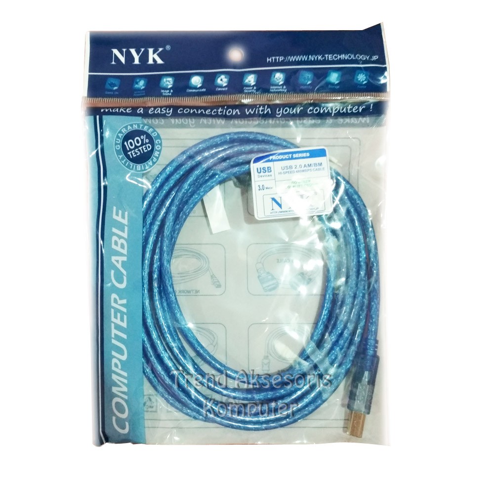 Trend-NYK Kabel Printer Transparan Uk 3 M - Biru