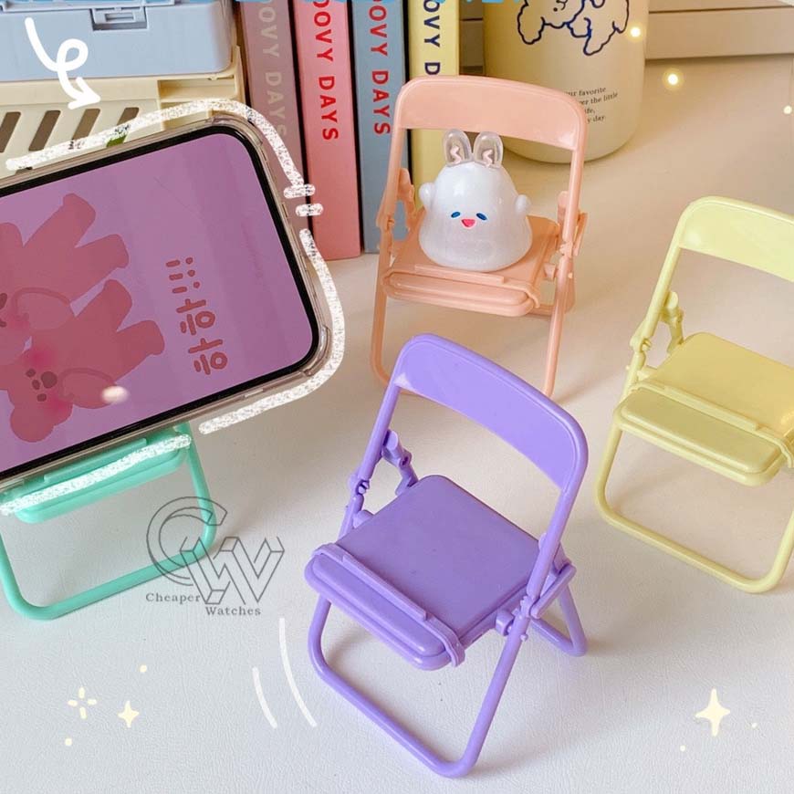 Cheaper-Holder HP Model Kursi Bisa Di Lipat Folding Chair Stand Holder Macaroon Dudukan HP