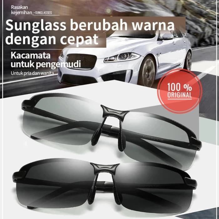 Kaca Mata Pria Original Photocromic Polarized Anti Silau Siang Malam New