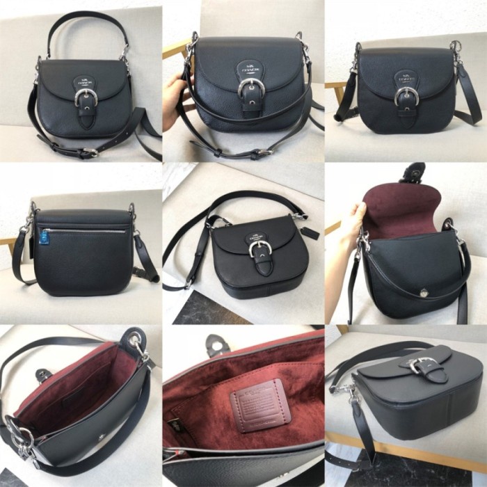 TAS WANITA COACH C5685 KLEO 17 SHOULDER BAG CROSSBODY BLACK SIGNATURE