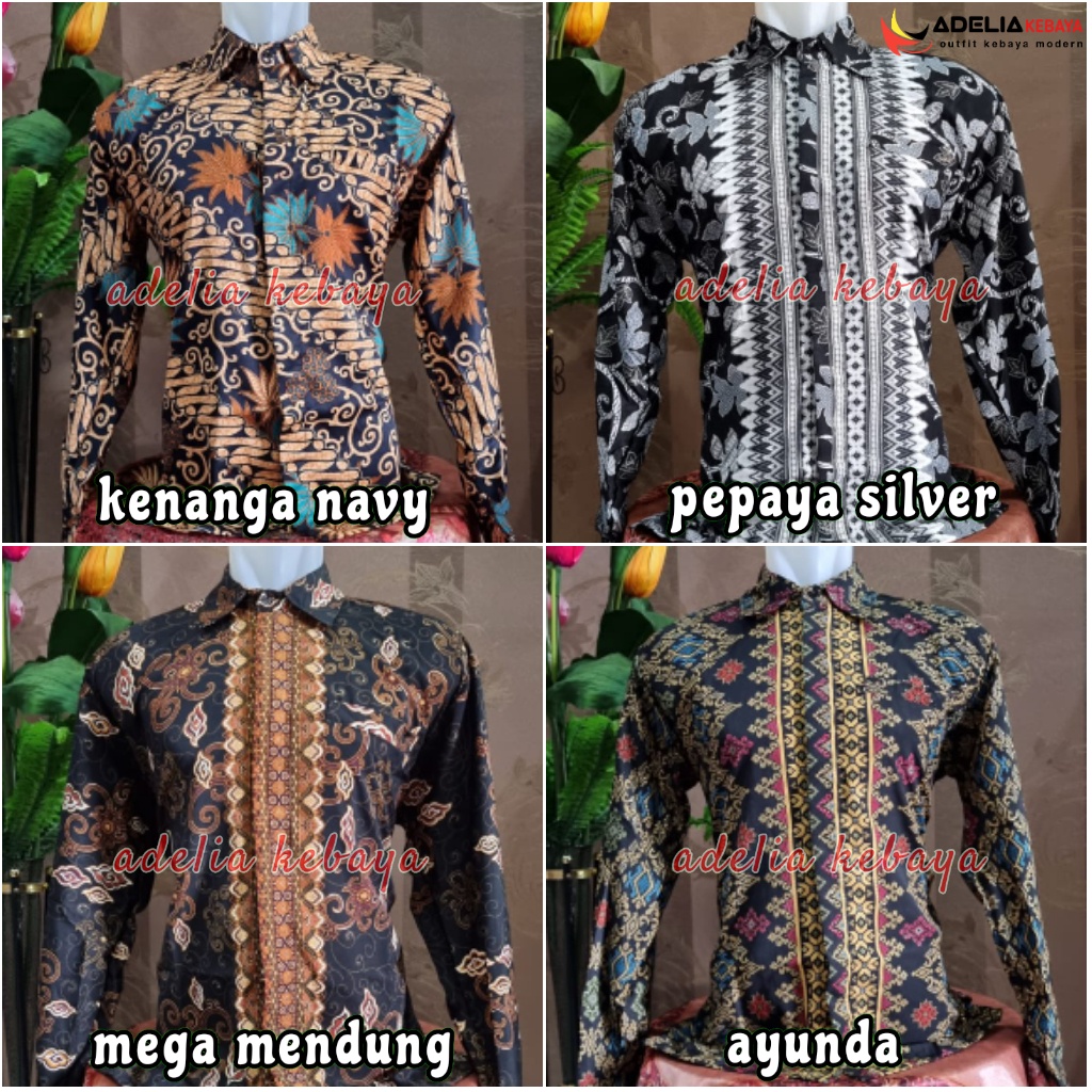 kemaja batik pria terbaru tangan panjang - baju kemeja -  pakaian pria - set batik couple kekinian - batik modern tradisional