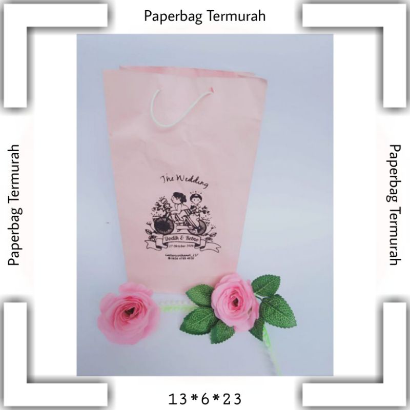 

Paperbag Warna Pink Size 13*6*23 Free Sablon