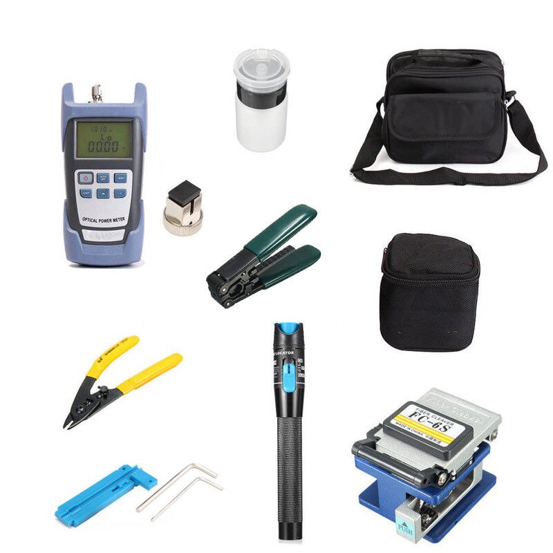 FTTH fiber optic tool kit FC-6S Fiber Cleaver Optical Power Meter 10km Visual Fault Locator Stripper