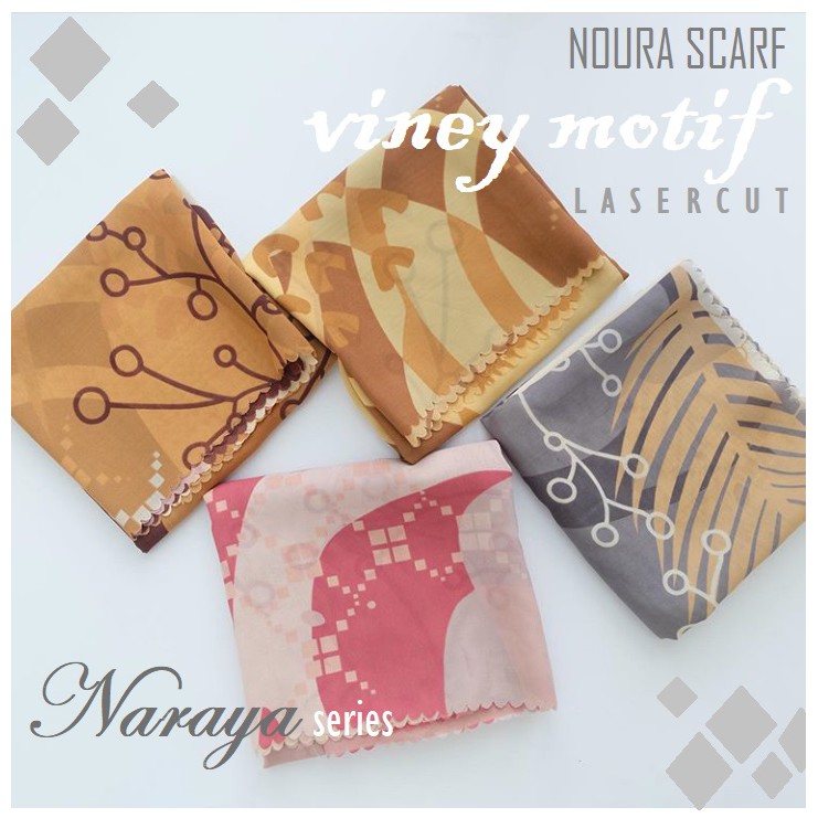 HIJAB SEGI EMPAT VINEY MOTIF LC NARAYA SERIES BY NOURA SCARF