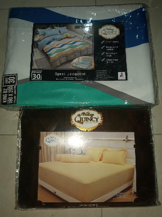 Sprei Polos Premium Vallery Quincy Uk. King (180x200x30) Dan Uk. Queen (160x200x30) Warna Terang