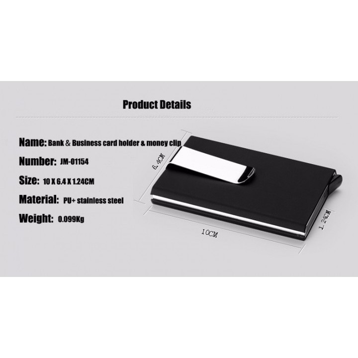 Luxury Men Automatic Pop Up Aluminum Business Card Holder Soft Card Case Catridge with RFID Blocker