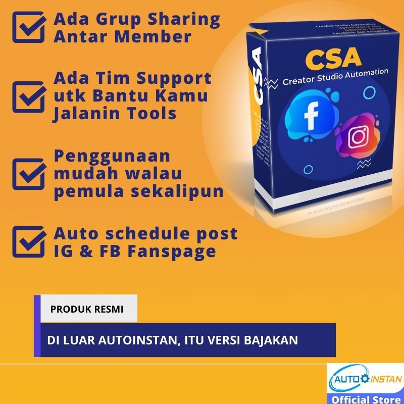 CSA SOFTWARE CREATOR STUDIO AUTOMATION SCHEDULE KONTEN INSTAGRAM DAN FANSPAGE FACEBOOK