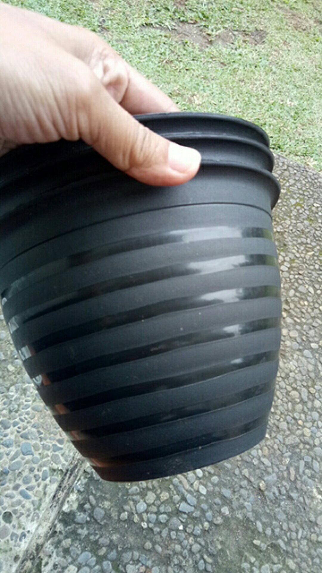 Pot Tanaman-bunga 18cm Hitam Motif Tawon No.20 (sjp)