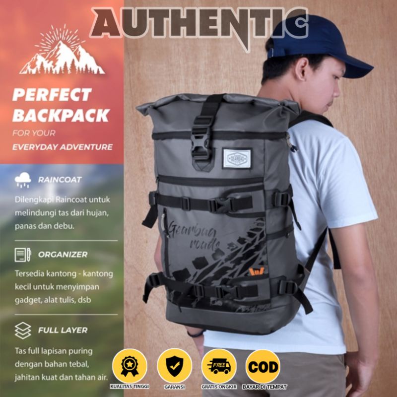 Tas Ransel Laptop Kuliah Carrier BACKPACK - Soul GREY BLACK Tas Punggung Pria Usb Slot Waterproof