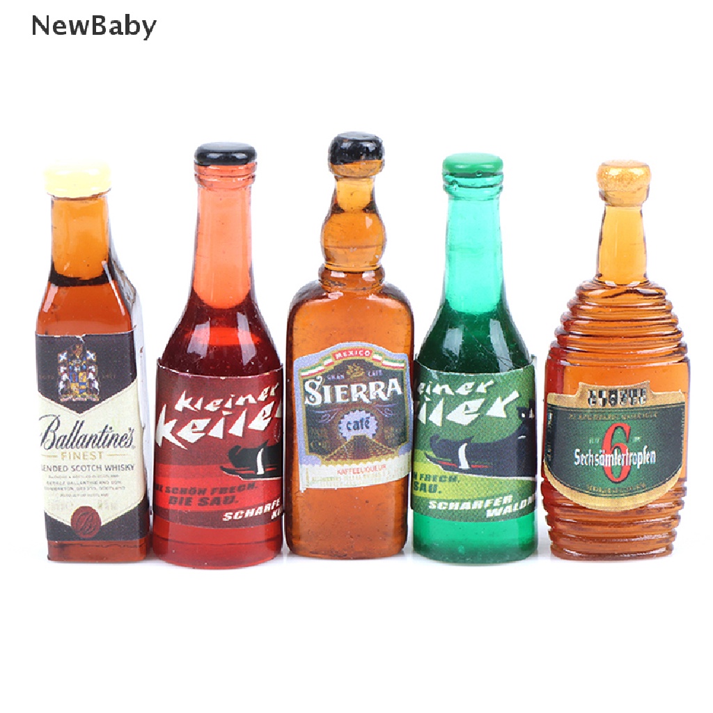 Newbaby 10Pcs / Set Mainan Miniatur Botol Wine Skala 1: 12 Untuk Aksesoris Dapur Rumah Boneka