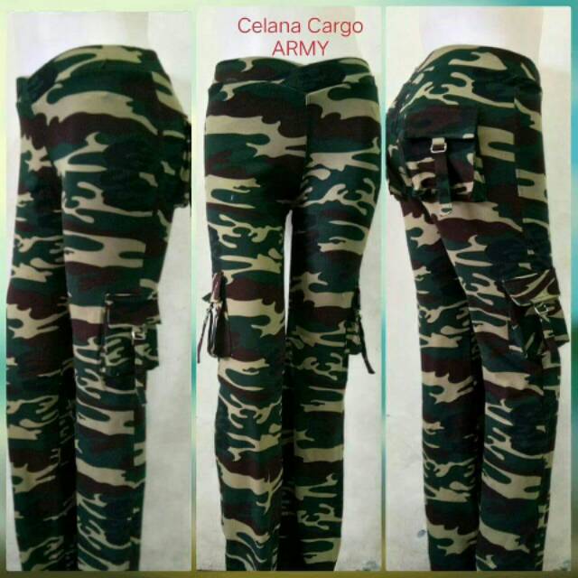 Celana CARGO ARMY LORENG PANJANG/ celana olahraga panjang wanita/ celana senam panjang wanita