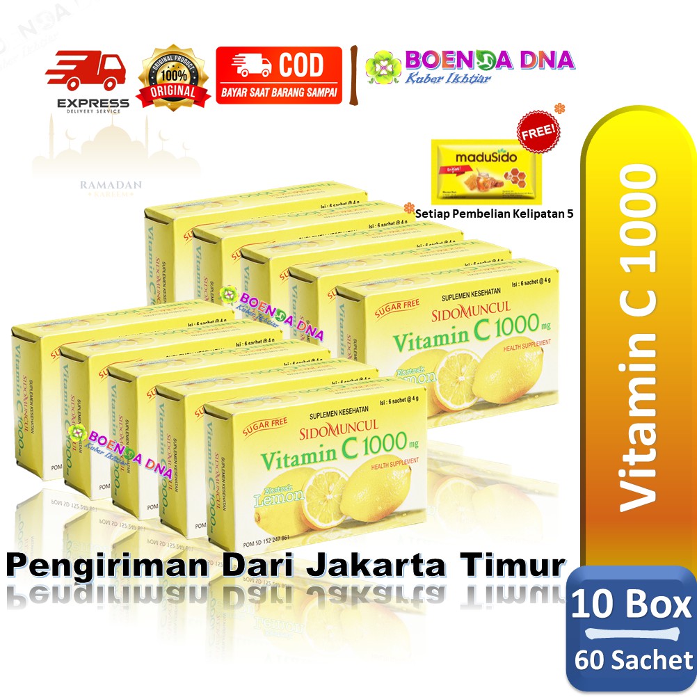 10 Box Vitamin C 1000 Mg Sidomuncul 60 Sachet Suplemen Daya Tahan Tubuh Shopee Indonesia