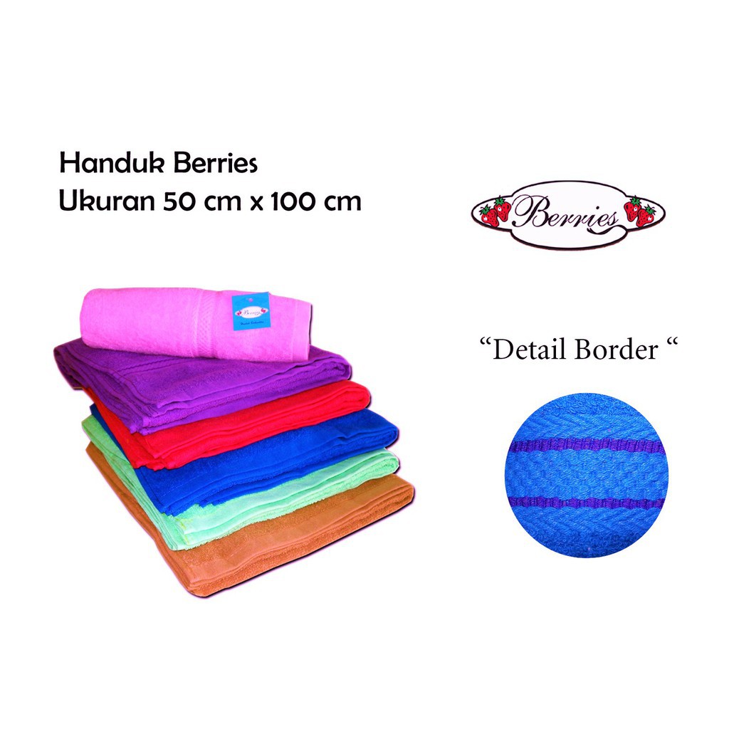 Handuk Mandi BERRIES TANGGUNG uk 50x100 cm - Bahan full katun - Meresap air - Halus dan lembut