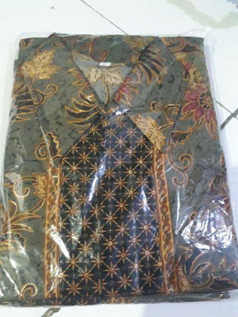 Esha Couple Batik 2in1 Rok Lilit Panjang Wanita Jumbo & Atasan Kemeja Pria Jumbo M-xl