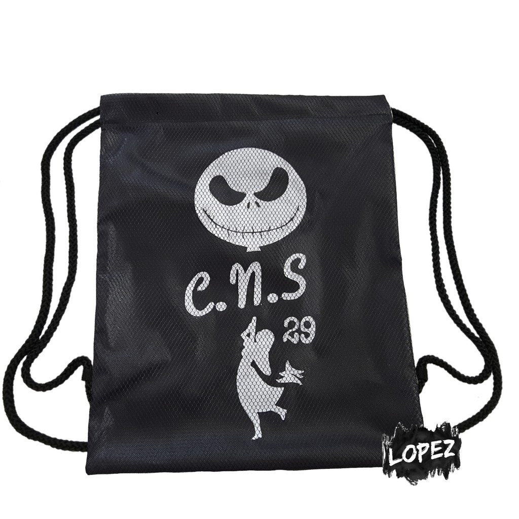Tas Jaring Nightmare Before Christmas / String Bag Skull Balon / Drawstringbag Tengkorak Lopez