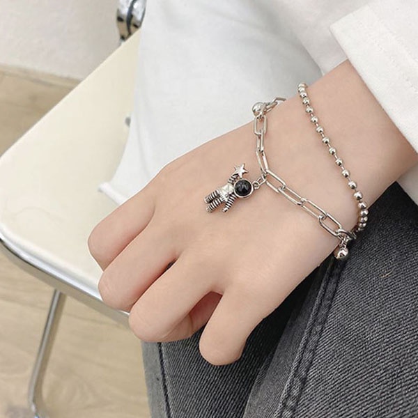 gelang double layer astronaut pendant bracelet jge112(1H4)