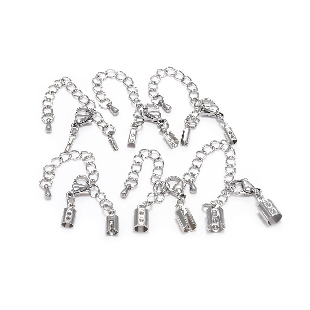 5pcs/lot Fit 1-5mm Leather Cord Clips Stainless steel Extender Chain Lobster Clasp Connector For DIY Jewelry Making Bracelet