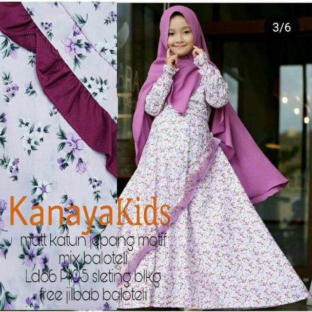 Baju Syari Gamis Kanaya Kids Anak Cewek Murah Terbaru