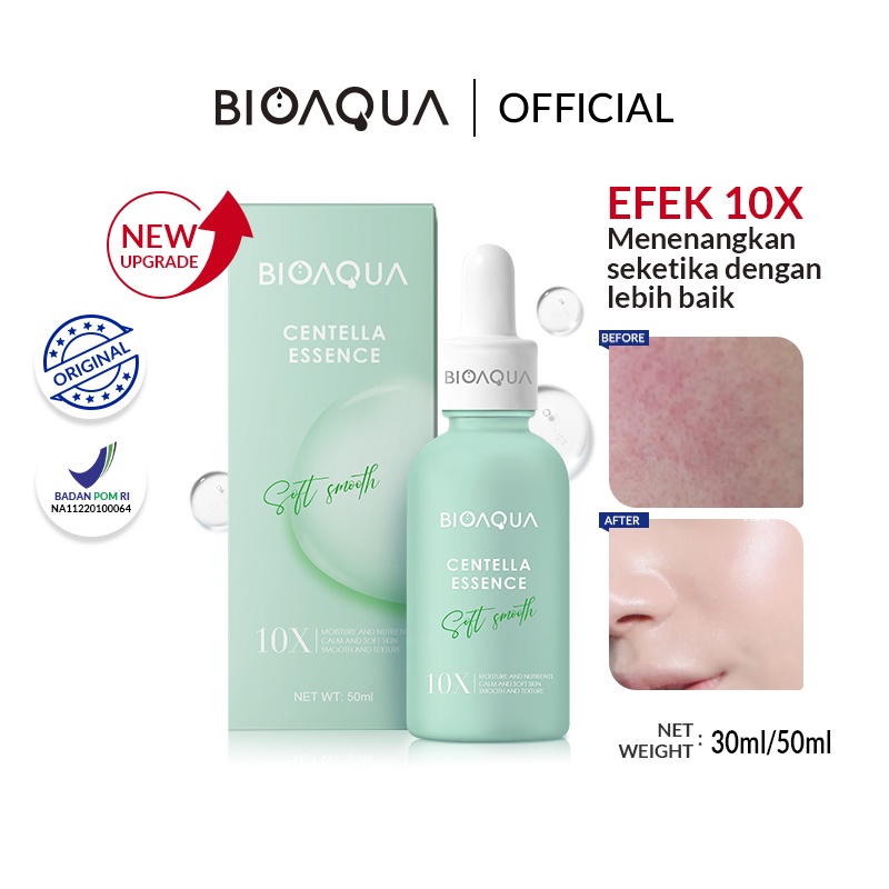 BioAqua Bio Aqua 10X Centella Moisturizing Essence Serum 30ml/50ml Menenangkan dan memperbaiki kulit sensitif dan kemerahan