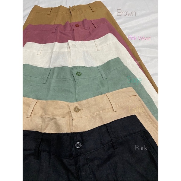 HL CELANA KULOT HIGHWAIST BAHAN LINEN/ LINEN PANTS M-XXL(REALPICT)