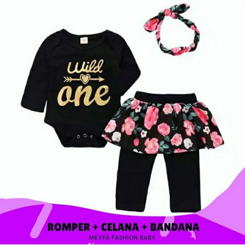 1 Set Romper + Celana Rok + Bandana