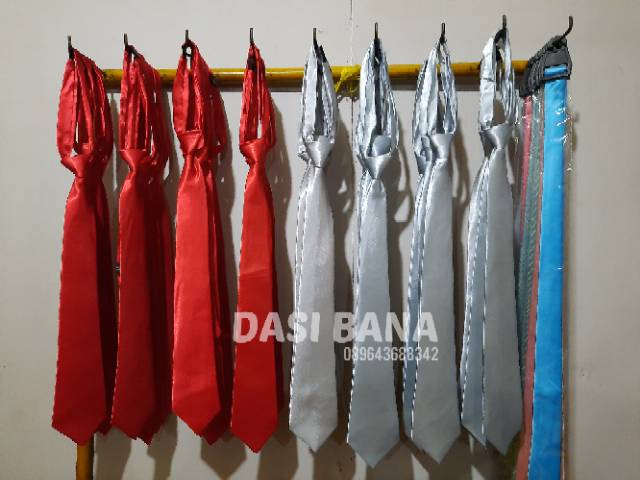 Dasi Instan Polos | Dasi Praktis Pria Banyak Warna | Dasi Perekat Satin Mengkilap Dewasa