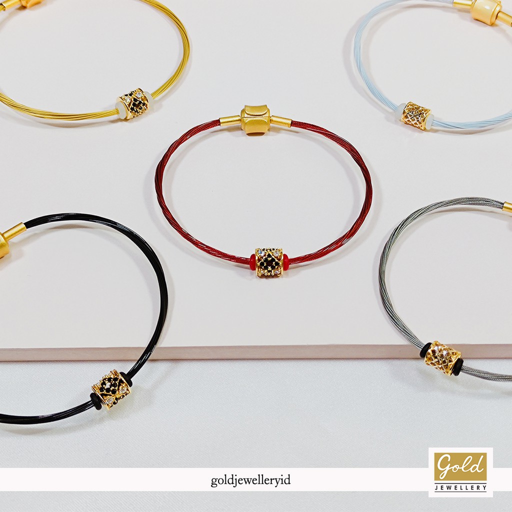 Gelang tali emas kuning 700 16k tube series tali serat