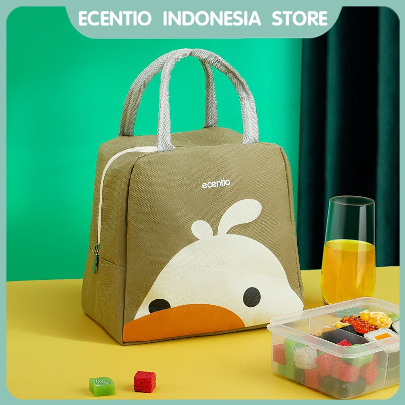 ecentio pola kartun tas bekal /tas kotak makan siang/tas makan kapasitas besar/Portabel Lunch Bag