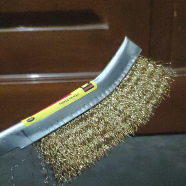Sikat Kawat Baja Kuningan Scratch Brush Gagang Plastik Bison D84000