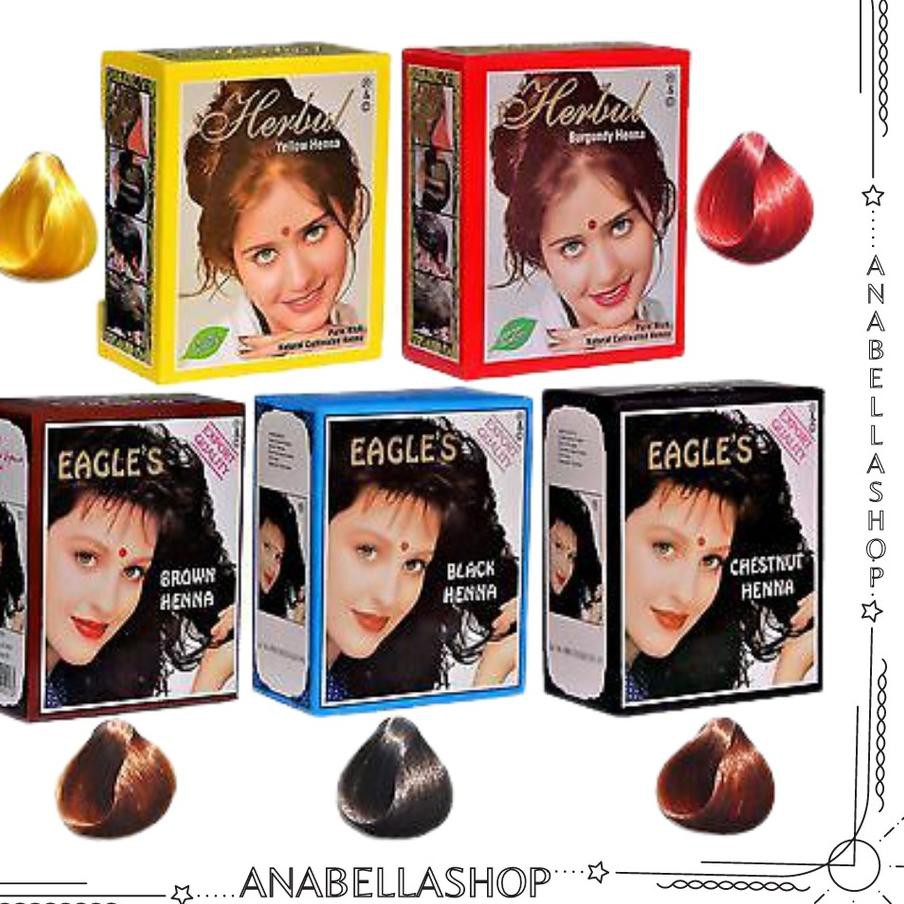 BOX HENNA EAGLES HERBUL SEMIR | Pewarna Rambut Halal Aman | Anabellashop