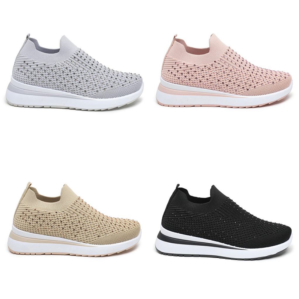11.11 SALE GA0591 | SEPATU RAJUT WANITA KOREA TANPA TALI ASLI IMPORT SPORTY CASUAL FASHION STYLIST BEST QUALITY A6606