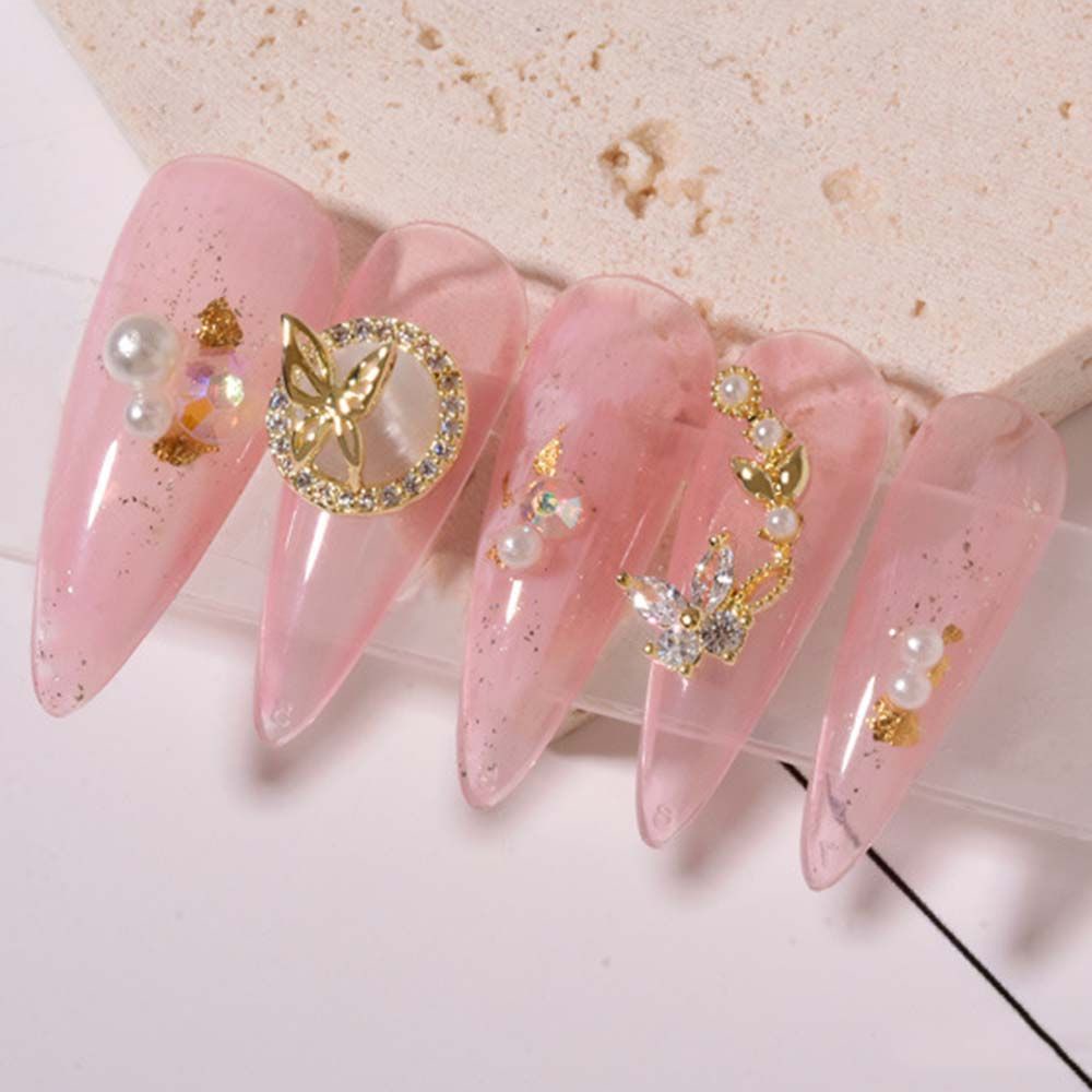 Mxbeauty Hiasan Kuku 3d Bentuk Kupu-Kupu Aksen Zircon + Mutiara + Glitter Untuk Nail Art / Manicure Diy